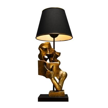 Giga Meubel - Tafellamp Zwart|Goud Metaal - 23x23x57cm - Lecture