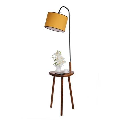 Giga Meubel - Vloerlamp Geel|Walnoot - 30x30x160cm - Demet