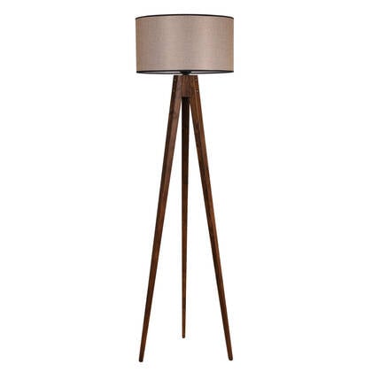 Giga Meubel - Vloerlamp Taupe|Walnoot - 45x45x153cm - Tripod