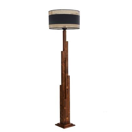 Giga Meubel - Vloerlamp Zwart|Walnoot Rotan - 45x45x165cm - Kule