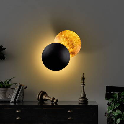 Giga Meubel - Wandlamp Zwart|Koper Metaal - 25x16x25cm - Yosma