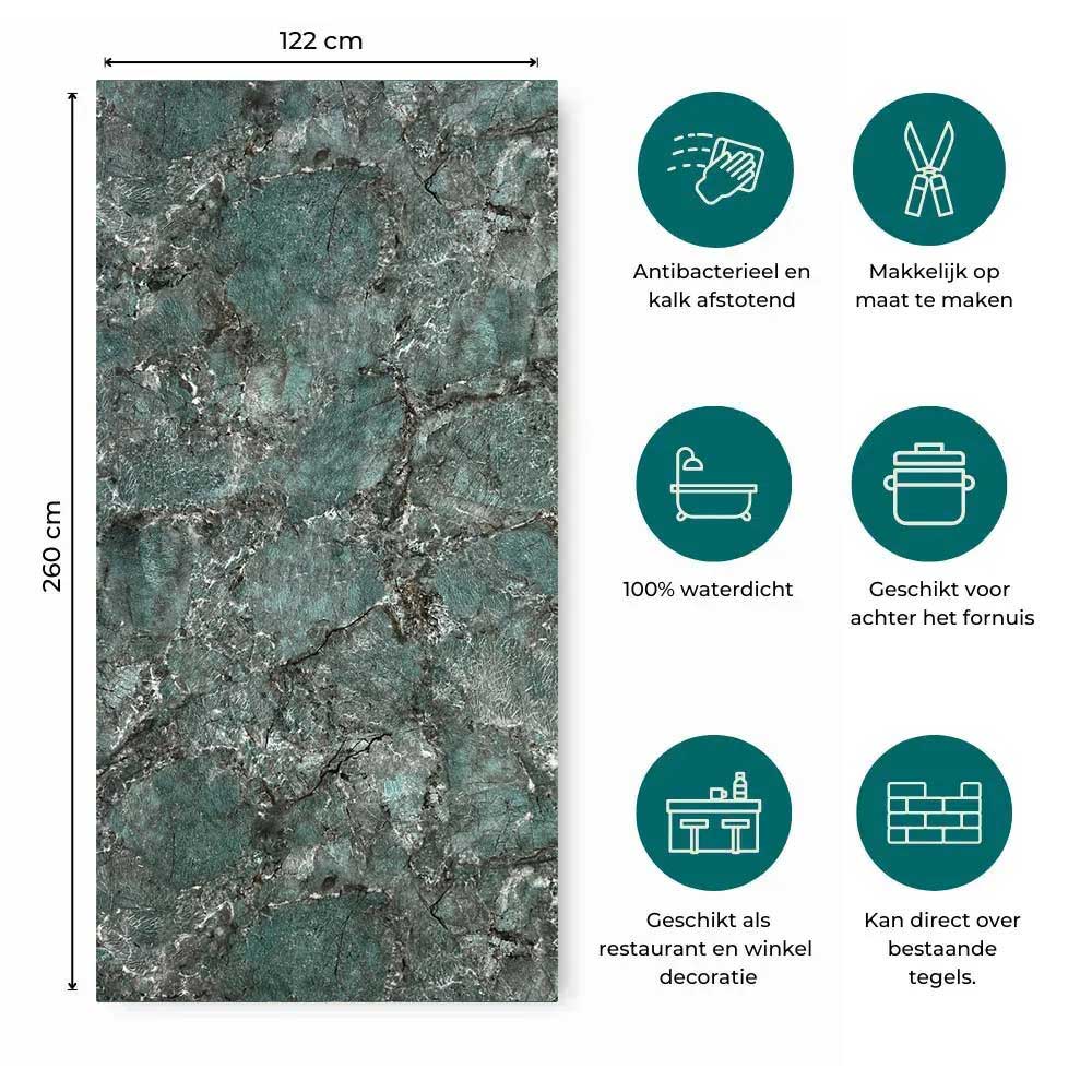 PVC Marmer Wandpaneel Verde Smeraldo Glans 260x120x0,3cm - Afbeelding 2