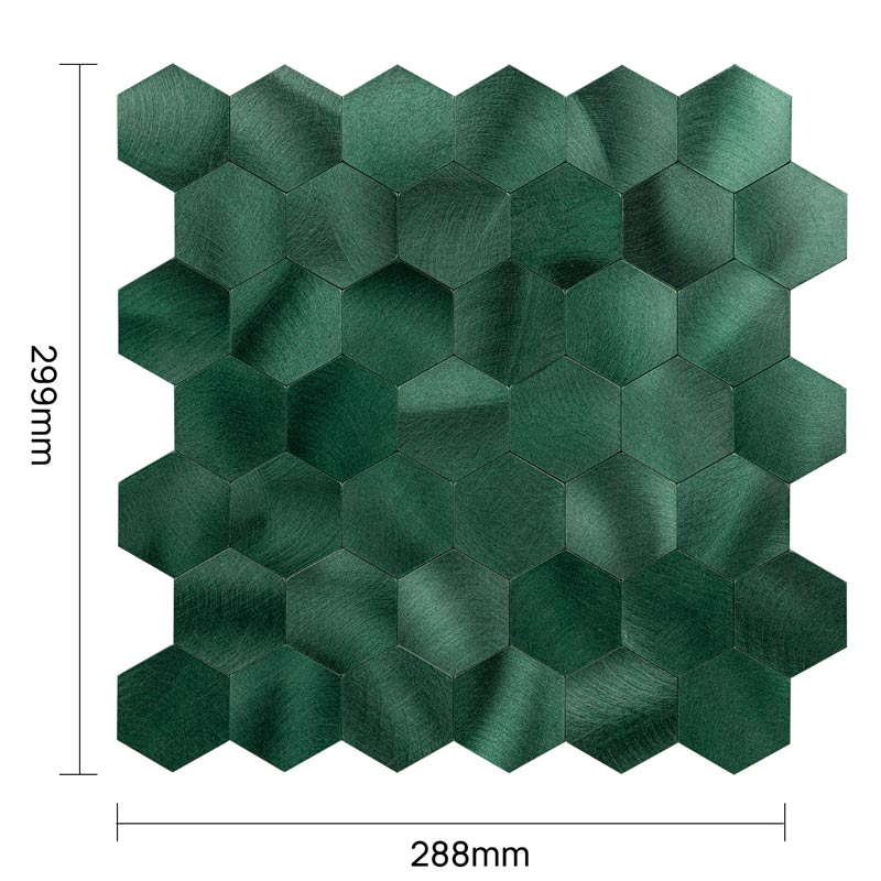 Zelfklevend Mozaïek Hexagon Aston Groen - 29.5 cm x 29.5 cm x 0.4 cm | 0.5 kg | Paneli zelfklevende steenstrips - Afbeelding 3
