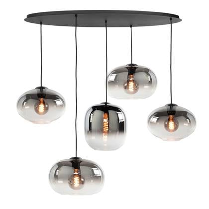 Highlight Hanglamp Bellini Ovaal Smoke Glas 5Lichts 1 Mtr