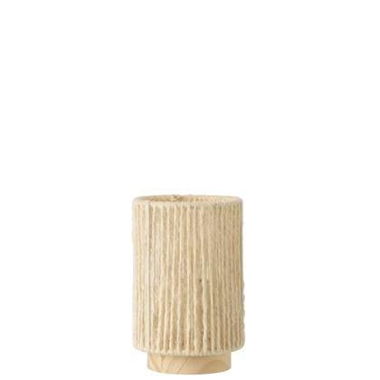 J-Line lamp Cilinder - metaal|katoen - naturel - small - LED lichtjes