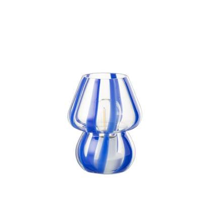 J-Line tafellamp Strepen - glas - transparant|blauw - small