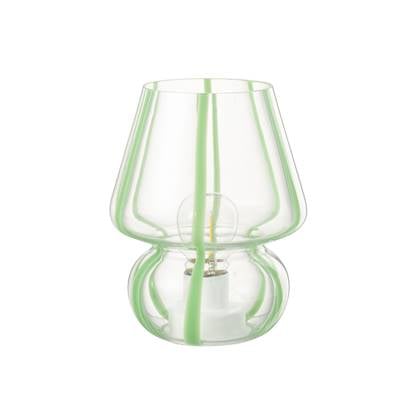 J-Line tafellamp Strepen - glas - transparant|groen - large