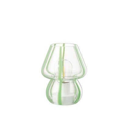 J-Line tafellamp Strepen - glas - transparant|groen - small