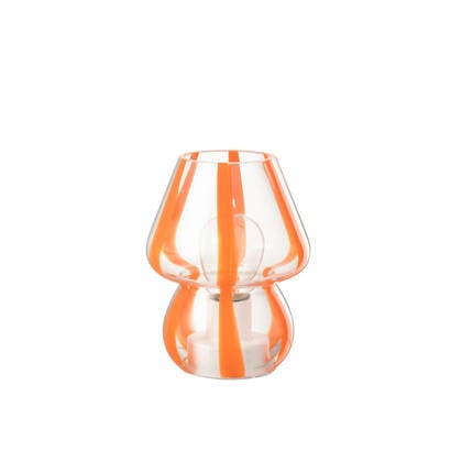 J-Line tafellamp Strepen - glas - transparant|oranje - small