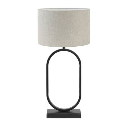 Light & Living Tafellamp Jamiri|Livigno - Zwart|Naturel - Ø30x67cm