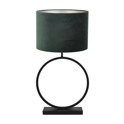 Light & Living Tafellamp Liva|Velours - Zwart|Donkergroen - Ø40x78