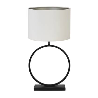 Light & Living Tafellamp Liva|Velours - Zwart|Off white - Ø40x78