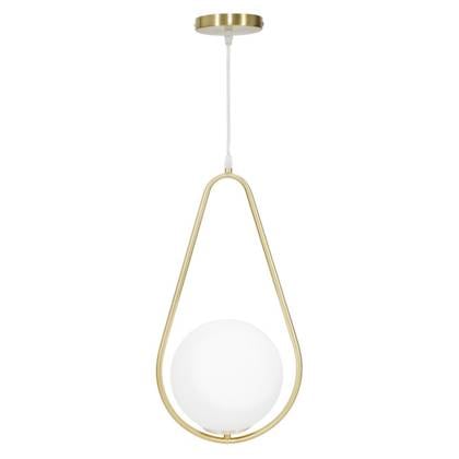 Mauro Ferretti Glamy Drop Hanglamp in goud metaal met glazen bol wit