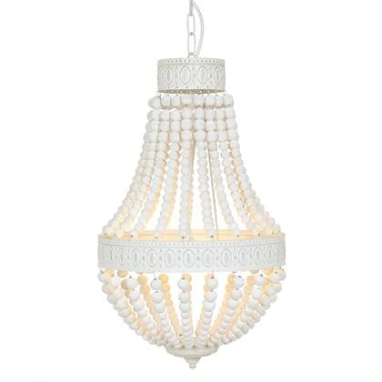 Mexlite - hanglamp - Ella - wit - hout metaal - Ø 40cm - E14 - 10191W