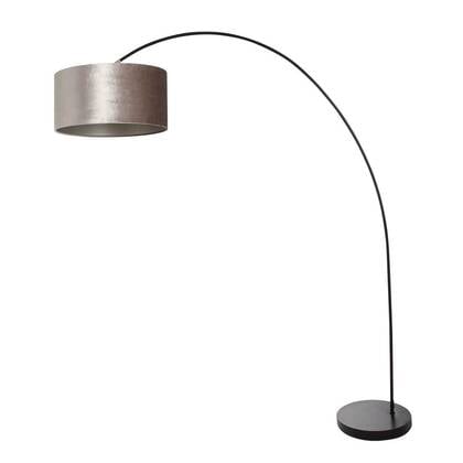 Mexlite - vloerlamp - Solva - zwart - metaal stof - booglamp - E27 -