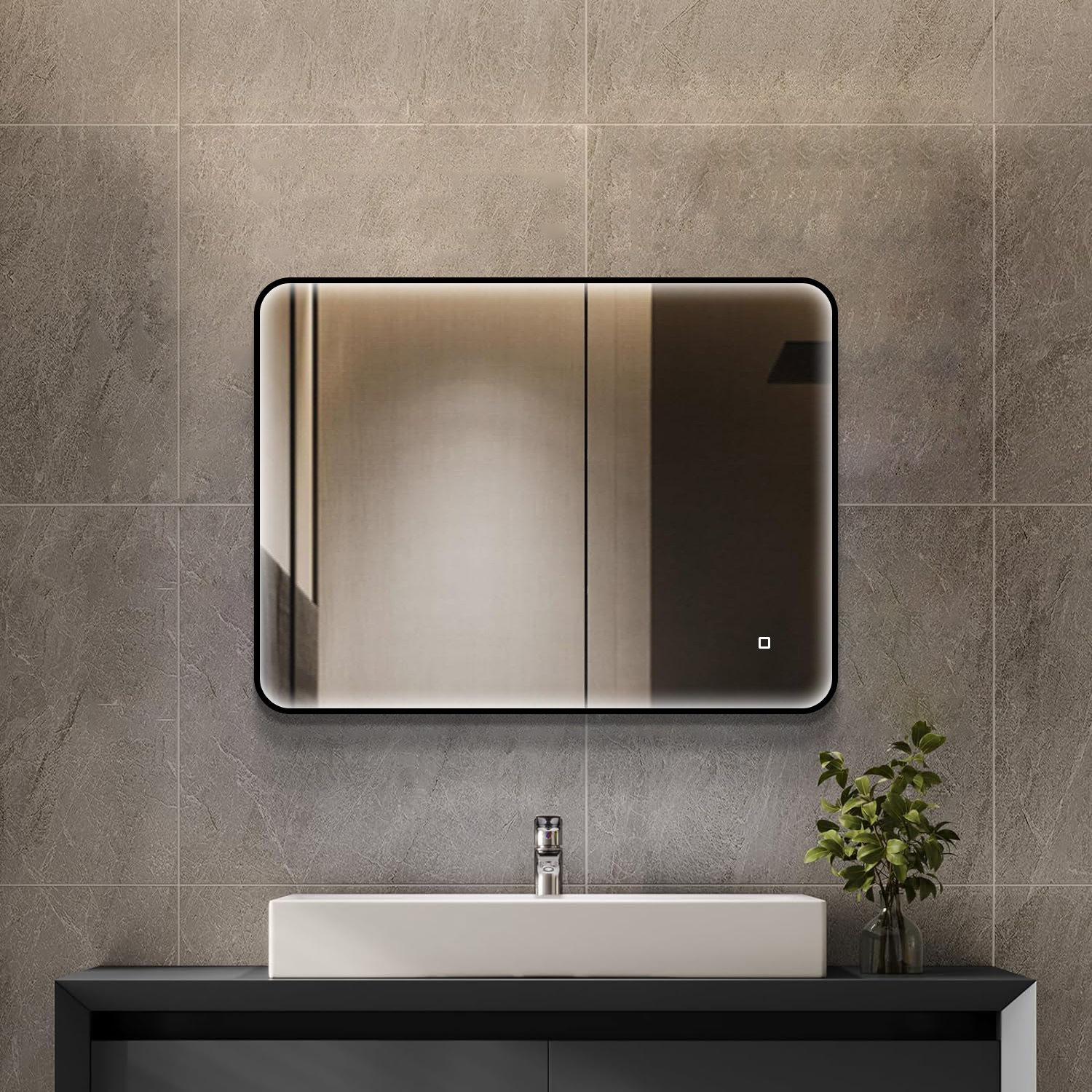 Badkamer Spiegel Milo 80x60CM | LED Verlichting Voorzijde | Condensvrij | Dimbaar - Afbeelding 2