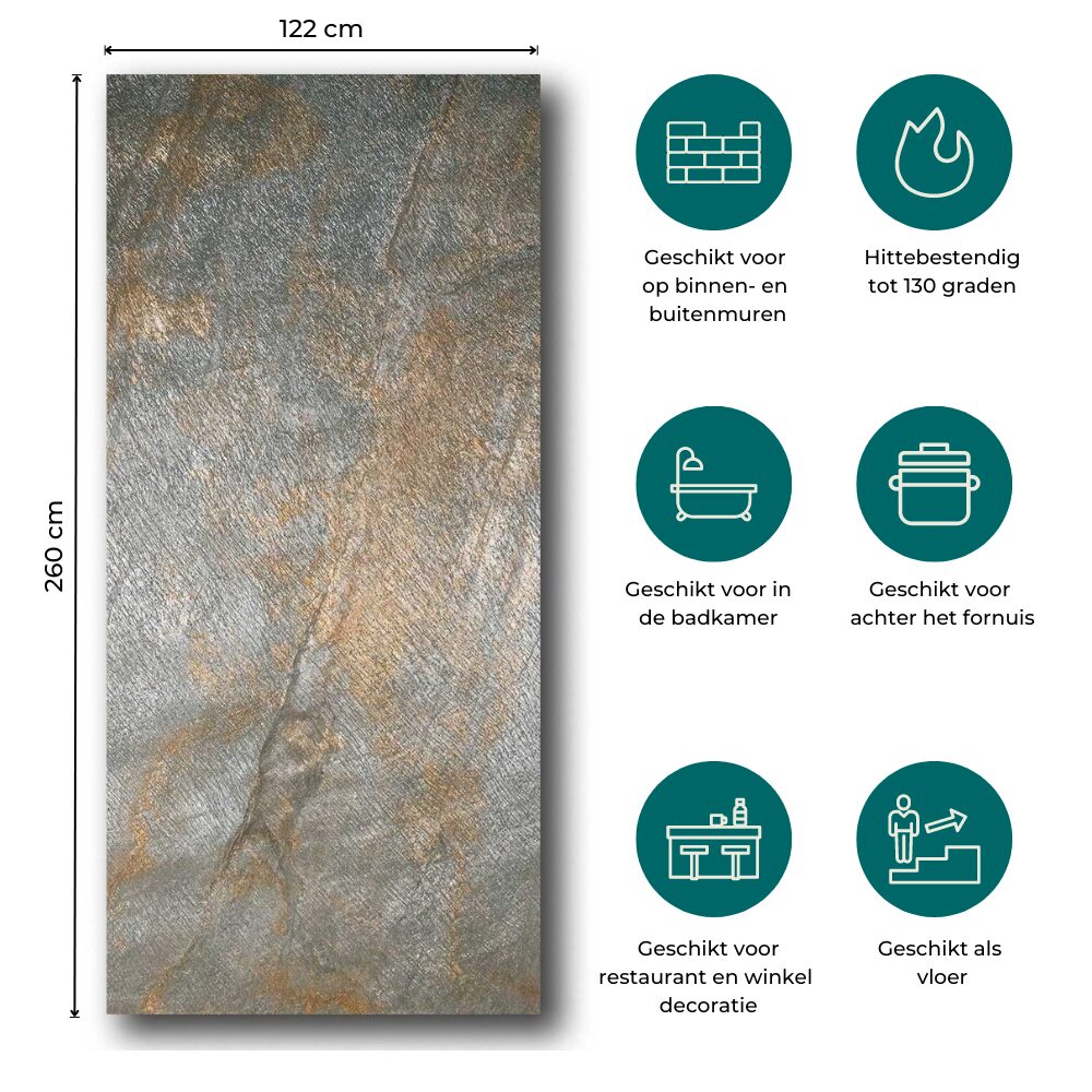 Natuursteen Wandpaneel Deoli Green 260x122x0,2cm | Paneli Natuursteen Wandpanelen