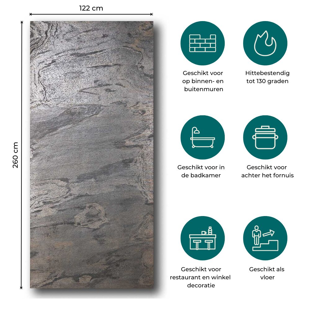 Natuursteen Wandpaneel Zeera Green 260x120x0,2cm | Paneli Natuursteen Wandpanelen