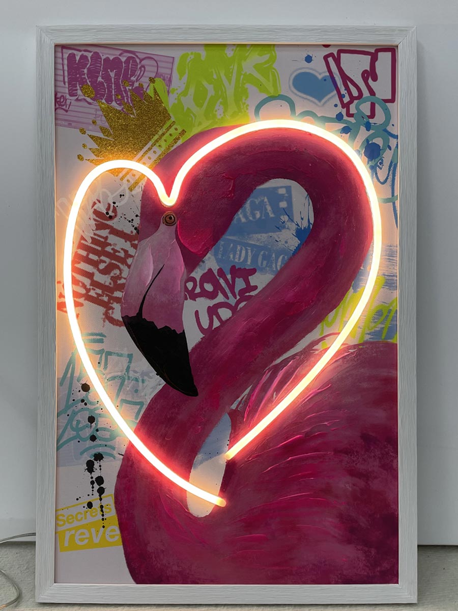 Neon Art Flamingo Love - Afbeelding 2