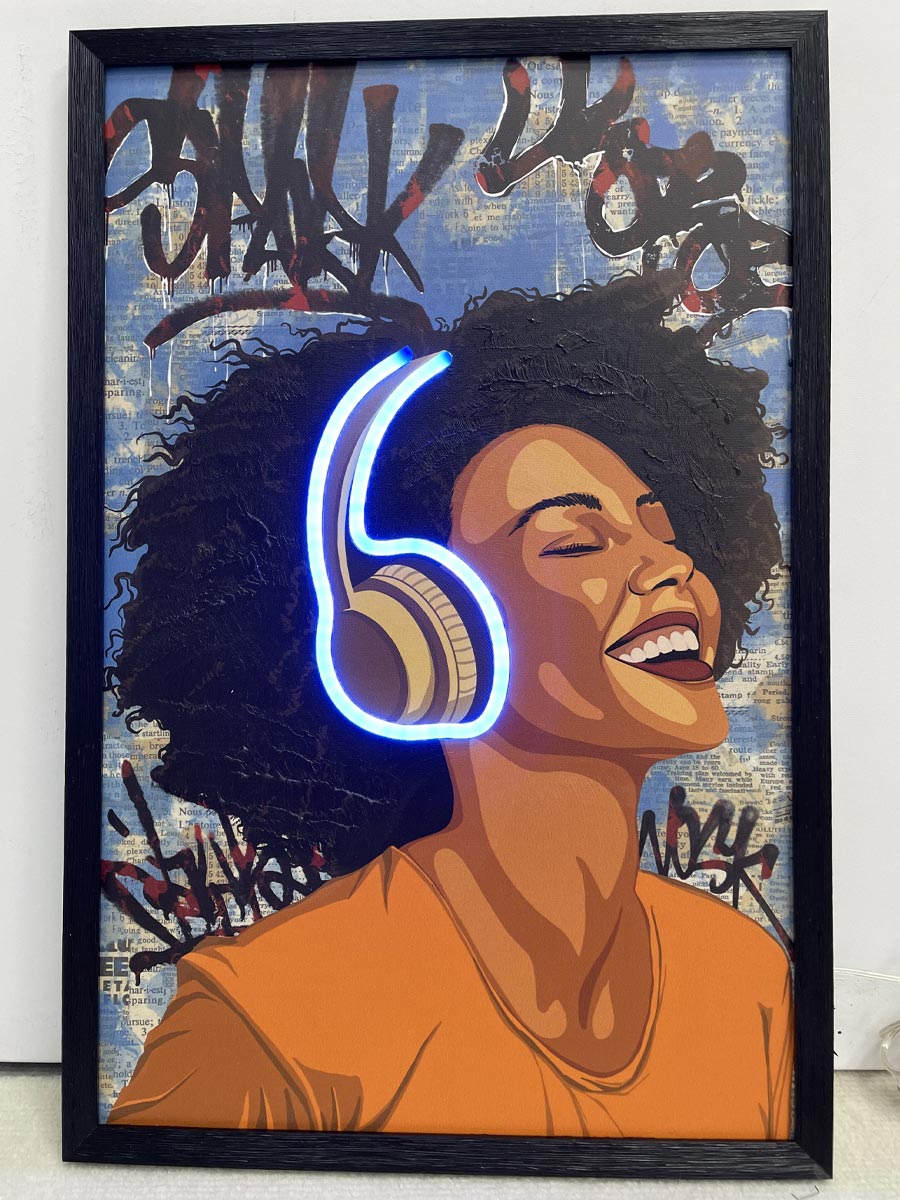 Neon Art Music Woman - Afbeelding 2