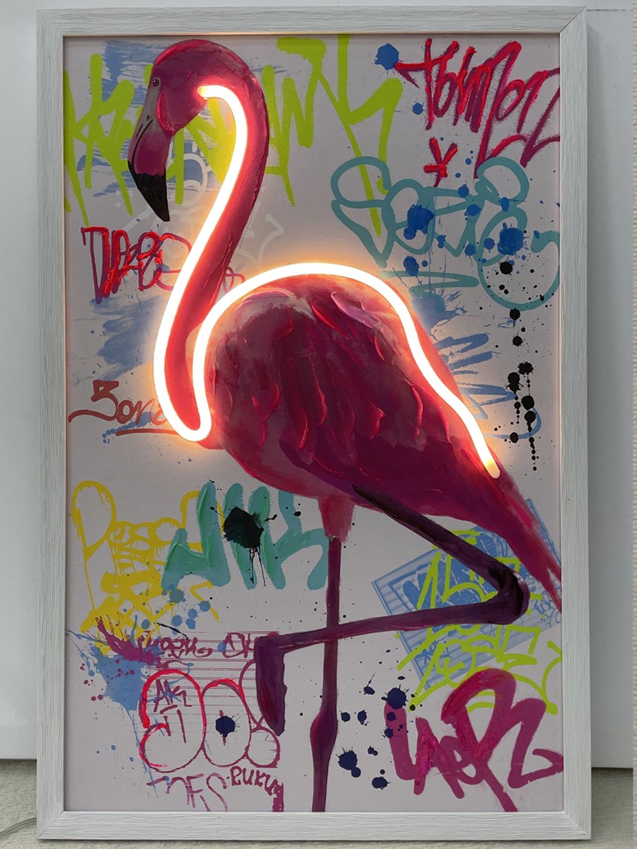 Neon Art Pink Flamingo - Afbeelding 2