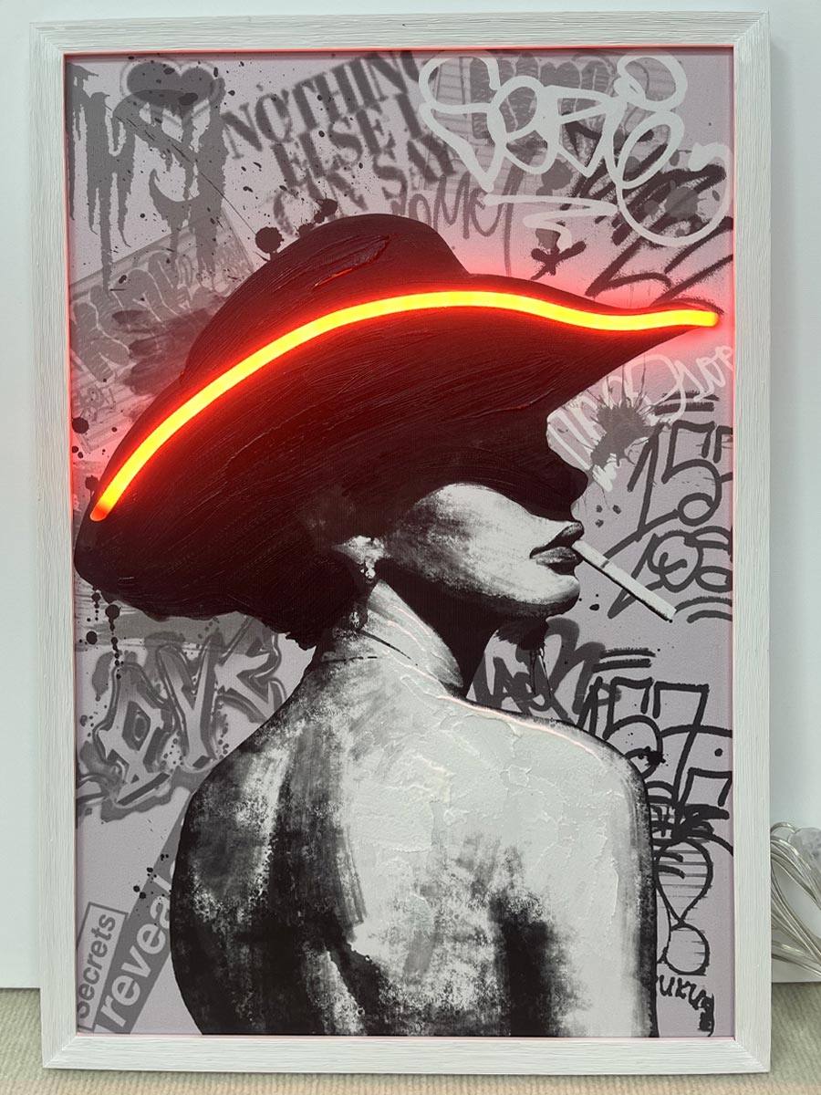Neon Art Smoking Woman - Afbeelding 2