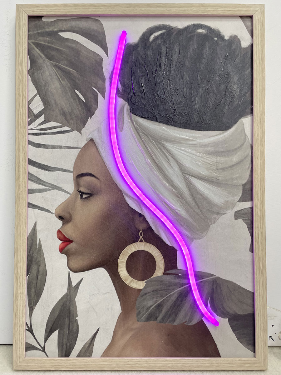 Neon Art Woman Side - Afbeelding 2