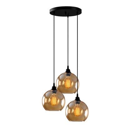 Opviq Glas hanglamp woonkamer Jack rond 3-lichts