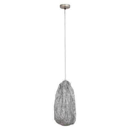 PTMD Maitia Silver Rough Looking Fabric Ceiling Lamp