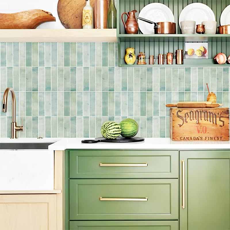 Tegelsticker Licht Groen Langwerpig - 29 cm x 22.9 cm x 0.11 cm | 0.07 kg | Paneli zelfklevende steenstrips - Afbeelding 3