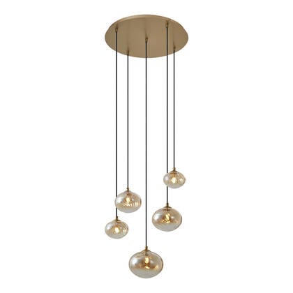 QAZQA Art Deco hanglamp goud met amber glas - Jia