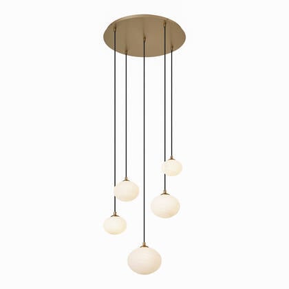 QAZQA Art Deco hanglamp goud met opaal glas 5-lichts - Yani