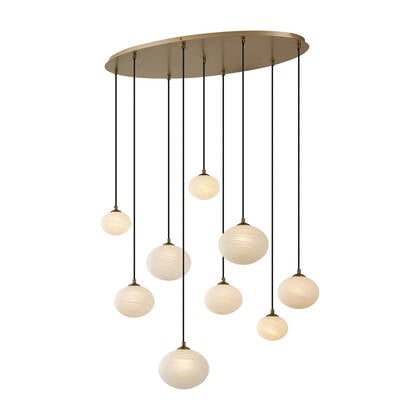 QAZQA Art Deco hanglamp goud met opaal glas 9-lichts - Yani