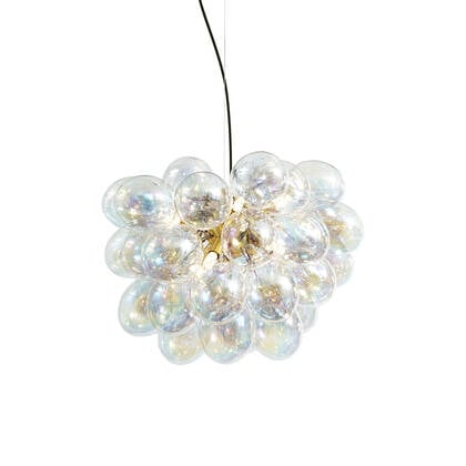 QAZQA Art Deco hanglamp goud met regenboog glas 50cm 8-lichts - Uvas