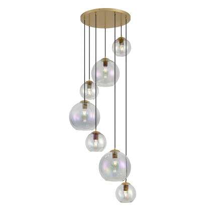 QAZQA Art Deco hanglamp goud met regenboog glas 7-lichts - Sandra