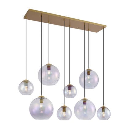 QAZQA Art Deco hanglamp goud met regenboog glas 8-lichts - Sandra