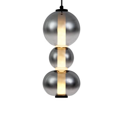 QAZQA Art Deco hanglamp zwart met smoke en helder glas 3-lichts incl.