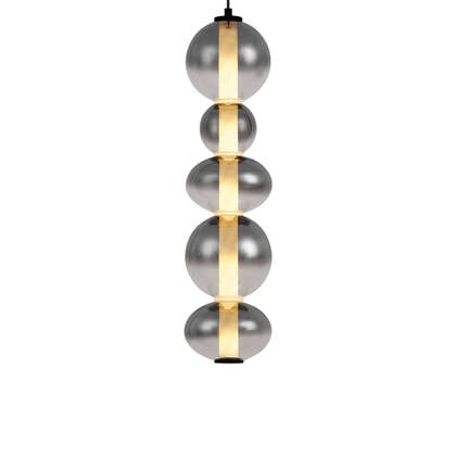 QAZQA Art Deco hanglamp zwart met smoke en helder glas 5-lichts incl.