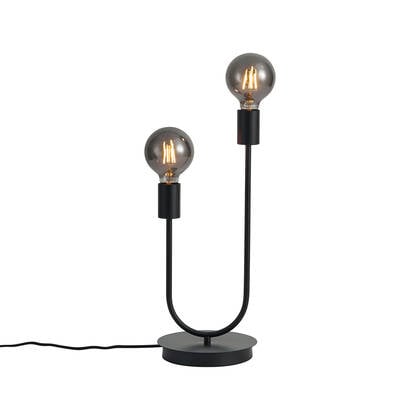 QAZQA Art Deco tafellamp zwart 2-lichts - Tuning