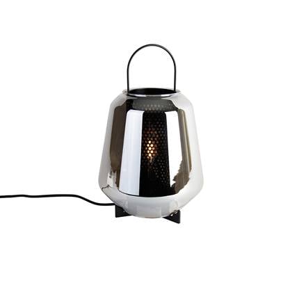 QAZQA Art deco tafellamp zwart met smoke glas 23 cm - Kevin