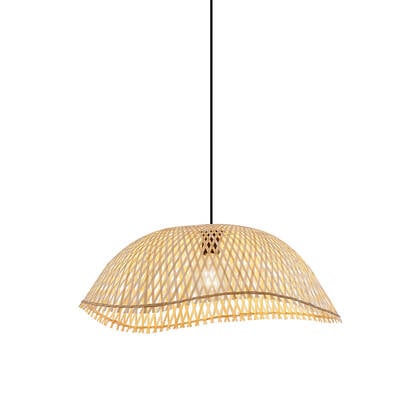 QAZQA Bohemian hanglamp zwart met bamboe - Lily