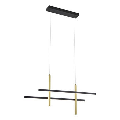 QAZQA Design hanglamp H zwart met goud incl. LED 3-staps dimbaar- Joy