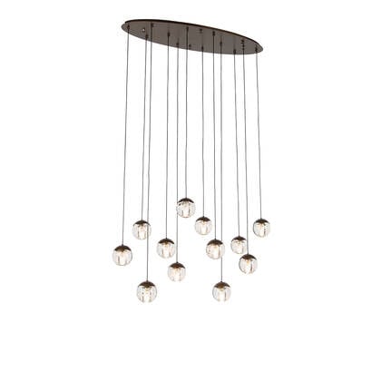 QAZQA Design hanglamp donker brons met helder glas 12-lichts - Inge