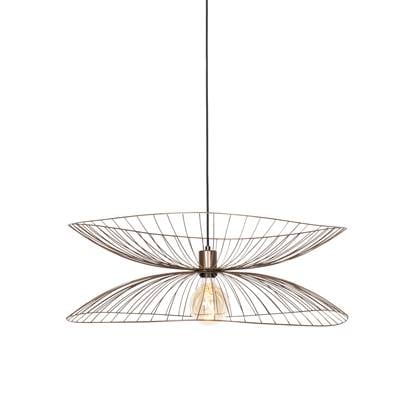 QAZQA Design hanglamp donkerbrons met dubbele kap - Pua