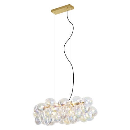 QAZQA Design hanglamp goud met regenboog glas 8-lichts - Uvas