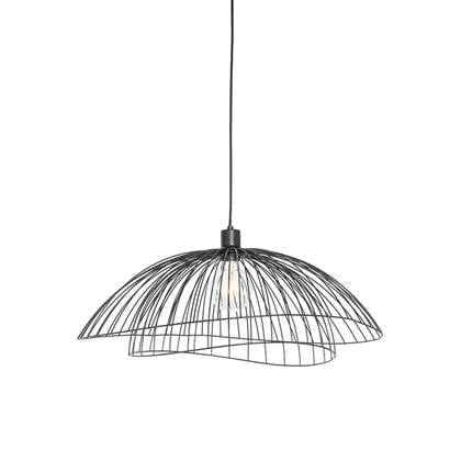 QAZQA Design hanglamp zwart met dubbele kap 66cm - Pua