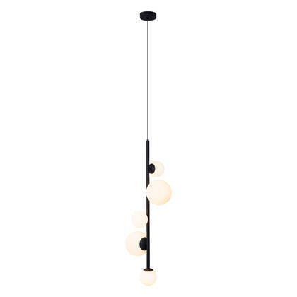 QAZQA Design hanglamp zwart met mat glas 5-lichts - Vertical