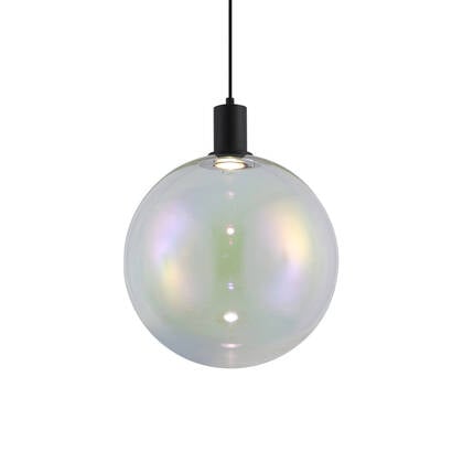 QAZQA Design hanglamp zwart met regenboog glas 35cm - Mallon