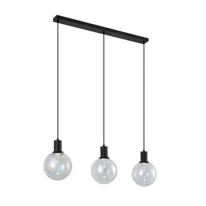 QAZQA Design hanglamp zwart met regenboog glas langwerpig 3-lichts -