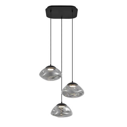 QAZQA Design hanglamp zwart met smoke glas 3-lichts - Gus